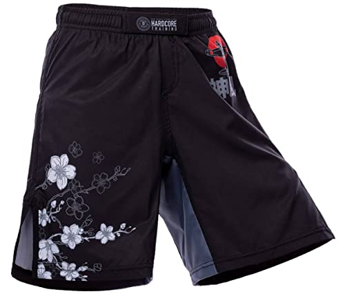 Hardcore Training Kids Shorts Sakura Black Kurze Hose Kinder Boxen Fitness Kampfsport Muay Thai (14 Years) von Hardcore Training