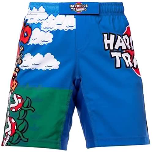 Hardcore Training Kids Boxing Shorts Kurze Hose Kinder Boxen Fitness Sportbekleidung Kinder Muay Thai BJJ Kickboxing (DE/NL/SE/PL, Alter, 16 Jahre, Regular, Blau) von Hardcore Training