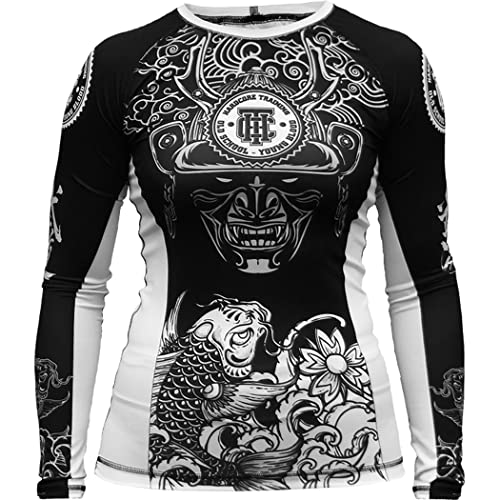 Hardcore Training Koi Black/White Rash Guard Men's Kompressionshemd Herren Lange Ärmel Grappling Jiu Jitsu MMA Fitness Boxen No Gi von Hardcore Training