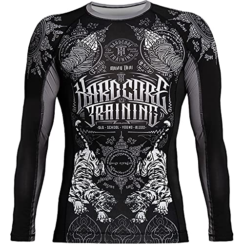 Hardcore Training Muay Thai Rash Guard Men's Kompressionshemd Herren Lange Ärmel Grappling Jiu Jitsu MMA Fitness Boxen No Gi von Hardcore Training