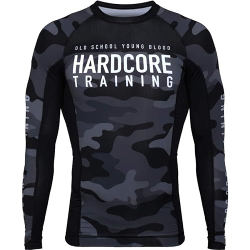 Hardcore Training Night Camo 2.0 Black/Grey Rash Guard Men's Kompressionshemd Herren Lange Ärmel Grappling Jiu Jitsu MMA Fitness Boxen No Gi von Hardcore Training