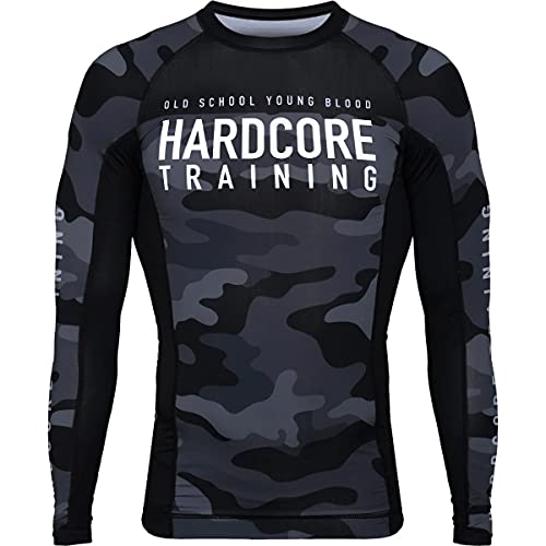 Hardcore Training Night Camo 2.0 Black/Grey Rash Guard Men's Kompressionshemd Herren Lange Ärmel Grappling Jiu Jitsu MMA Fitness Boxen No Gi von Hardcore Training