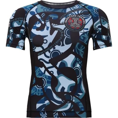 Hardcore Training Nordic Rash Guard Men's Kompressionshemd Herren Kurze Ärmel Grappling Jiu Jitsu MMA Fitness Boxen No Gi von Hardcore Training