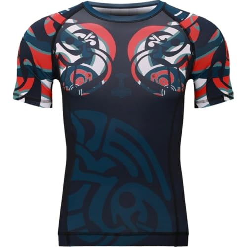 Hardcore Training Nordic Rash Guard Men's Kompressionshemd Herren Kurze Ärmel Grappling Jiu Jitsu MMA Fitness Boxen No Gi von Hardcore Training