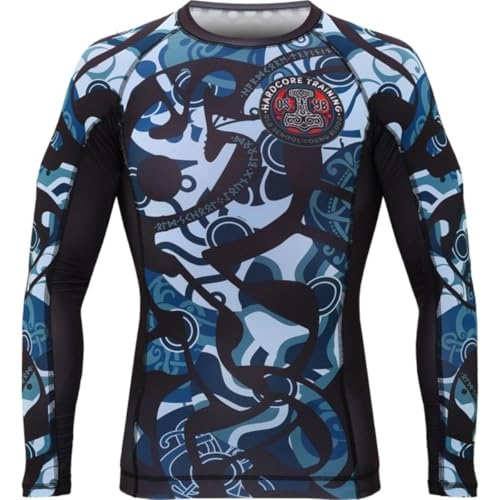 Hardcore Training Nordic Rash Guard Men's Kompressionshemd Herren Lange Ärmel Grappling Jiu Jitsu MMA Fitness Boxen No Gi von Hardcore Training