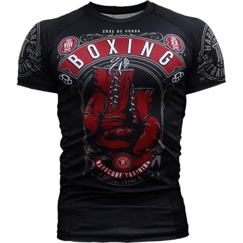 Hardcore Training Rash Guard Code of Honor Men's Kompressionshemd Herren Grappling Jiu Jitsu MMA Fitness Boxen No Gi von Hardcore Training
