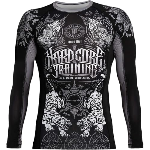 Hardcore Training Rash Guard Men's Kompressionshemd Herren Lange Ärmel Grappling Jiu Jitsu MMA Fitness Boxen No Gi von Hardcore Training