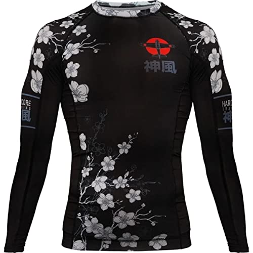 Hardcore Training Rash Guard Sakura Men's Kompressionshemd Herren Lange Ärmel Grappling Jiu Jitsu MMA Fitness Boxen No Gi von Hardcore Training
