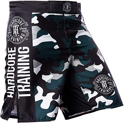 Hardcore Training Recruit Fight Shorts Kurze Hose Herren MMA BJJ Grappling Fitness Boxen Muay Thai No Gi (Camouflage Green, XXXL) von Hardcore Training