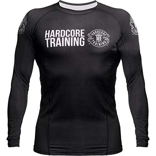 Hardcore Training Recruit Schwarz Rash Guard Men's Kompressionshemd Herren Lange Ärmel Grappling Jiu Jitsu MMA Fitness Boxen No Gi von Hardcore Training
