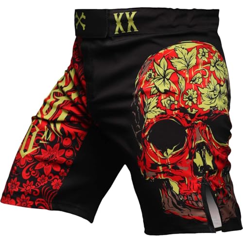 Hardcore Training Skull Folk Fight Shorts Kurze Hose Herren MMA BJJ Grappling Fitness Boxen Muay Thai No Gi von Hardcore Training
