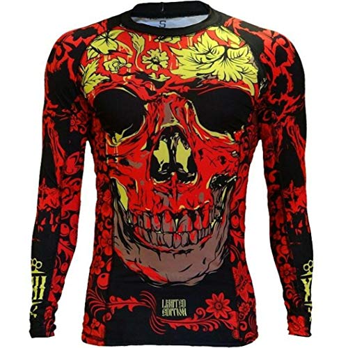 Hardcore Training Skull Folk Rash Guard Men's Kompressionshemd Herren Lange Ärmel Grappling Jiu Jitsu MMA Fitness Boxen No Gi von Hardcore Training