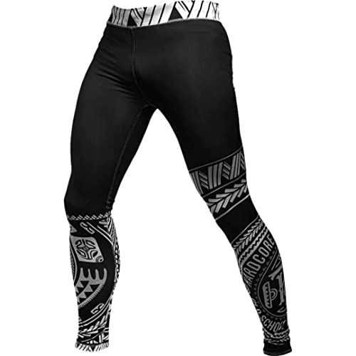 Hardcore Training TA Moko Black Schwarz Herren Compression Pants Kompressionshose Sportkleidung Grappling MMA Kampfsport BJJ Hose No Gi von Hardcore Training