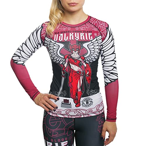 Hardcore Training Valkyrie Black/Red Rash Guard Men's Kompressionshemd Herren Lange Ärmel Grappling Jiu Jitsu MMA Fitness Boxen No Gi von Hardcore Training