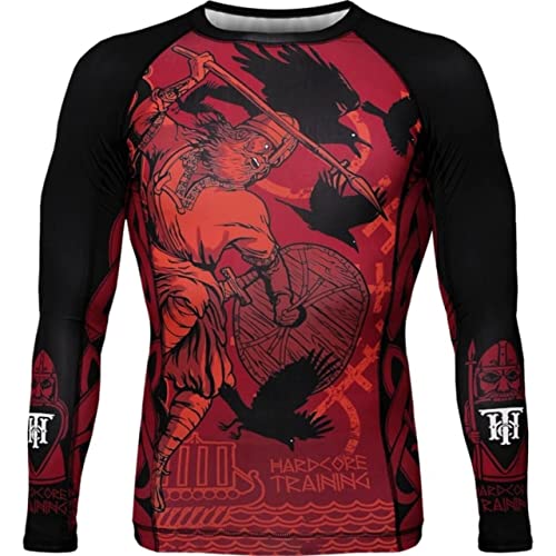 Hardcore Training Rash Guard Men's Kompressionshemd Herren Lange Ärmel Grappling Jiu Jitsu MMA Fitness Boxen No Gi von Hardcore Training