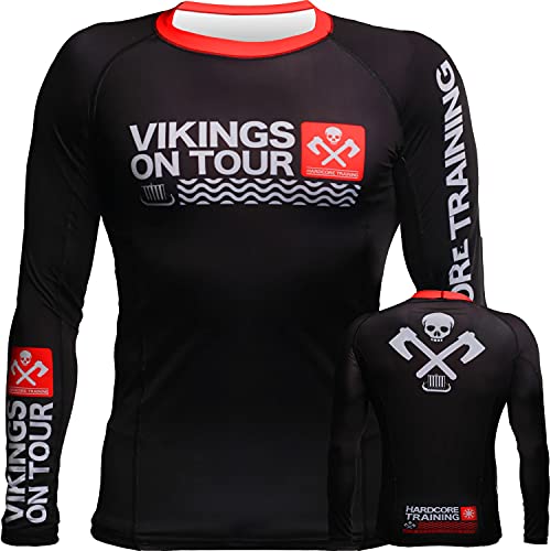 Hardcore Training Viking on Tour Rash Guard Men's Kompressionshemd Herren Lange Ärmel Grappling Jiu Jitsu MMA Fitness Boxen No Gi M Size Schwarz (as3, Alpha, 4X_l, Regular, Regular) von Hardcore Training