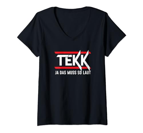 Damen HardTekk Ja das muss so laut Tekk Hakke Rave Hard Techno T-Shirt mit V-Ausschnitt Damen HardTekk Ja das muss so laut Tekk Hakke Rave Hard Techno T-Shirt mit V-Ausschnitt von Hardtekk Tekkno Hard Tekk Herr Dame Mann Frau Girl