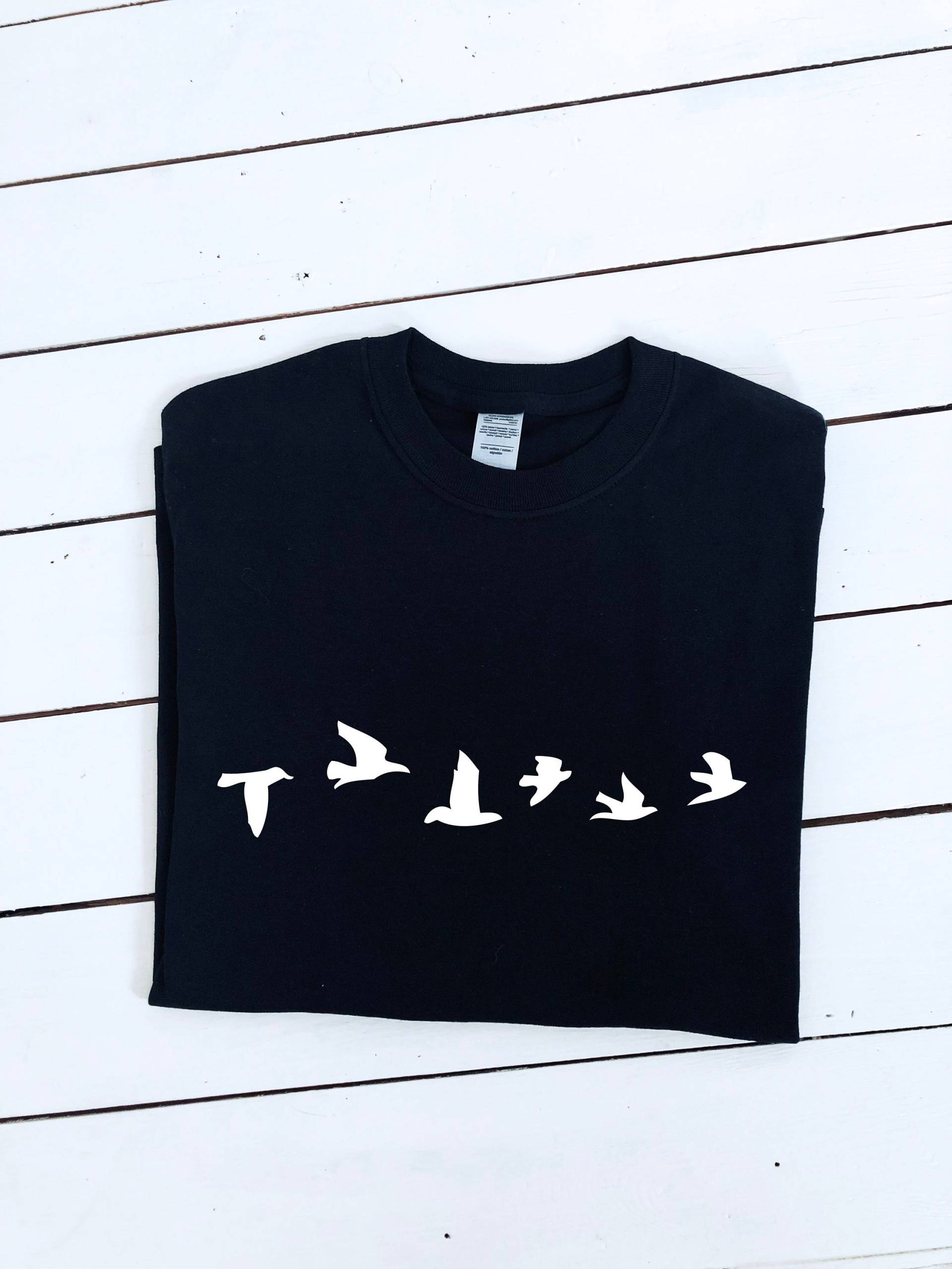 Vogel Flock Bedrucktes T-Shirt, Unisex, Herren & Damen Oberteile, Mehrere Größen Und Farben, Vogelbeobachter, Vögel, Wildtiere, Tiere, Twitchers von HareandmoonCrafts