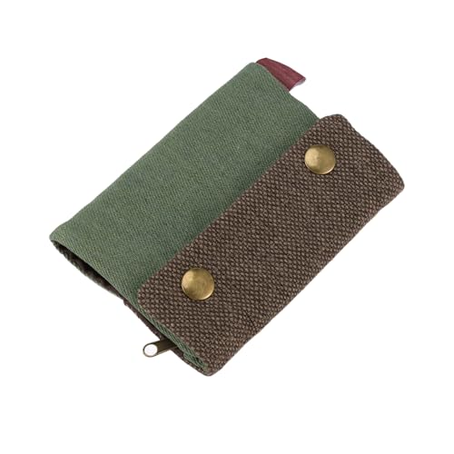 Harewtwy Unisex MäNner Frauen Drei Schicht Gefaltete Manuelle Leinwand Brieftasche Tasche mit Multi-Kartenhalter, Junge MäDchen Multifunktions-GeldböRse (GrüN) von Harewtwy