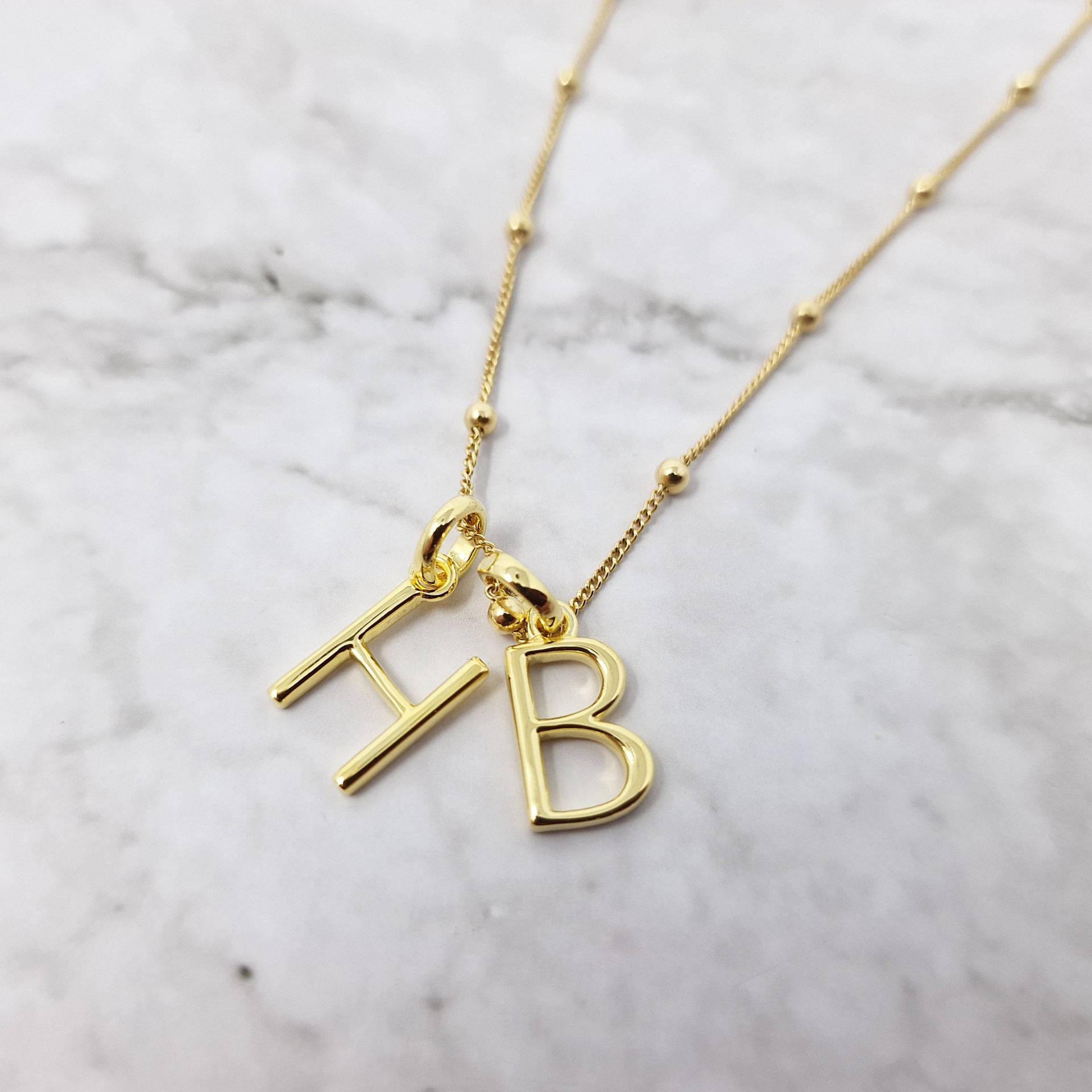 Personalisierte Doppel Initial Halskette | Gold Buchstaben Personalisiertes Geschenk Hochzeitsgeschenk Jubiläumsgeschenk Geburtstagsgeschenk Für Sie von HarfiGifts