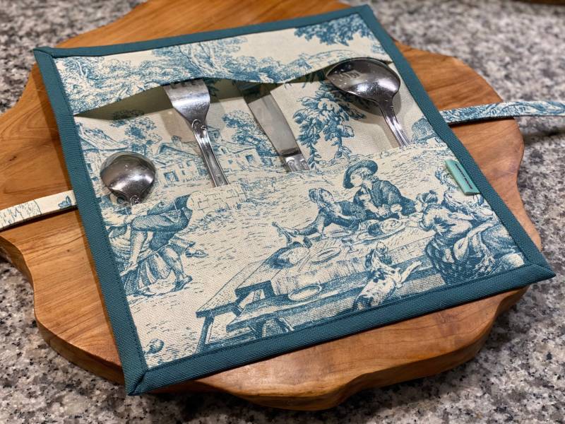 Besteck-Organizer-Beutel „Toile De Jouy" von HaricotRougeParis