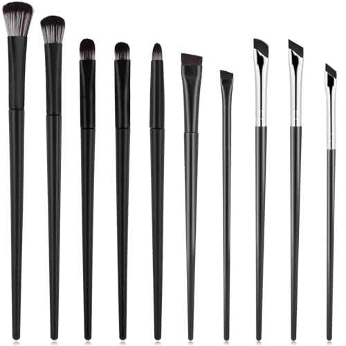 10-teiliges Lidschatten-Pinsel-Set, professionelles Augen-Make-up-Pinsel-Set mit abgewinkelten Eyeliner-Pinseln, Augen-Applikator-Werkzeuge, Lidschatten-Werkzeug, Highlighter-Pinsel, flaches von Hariendny