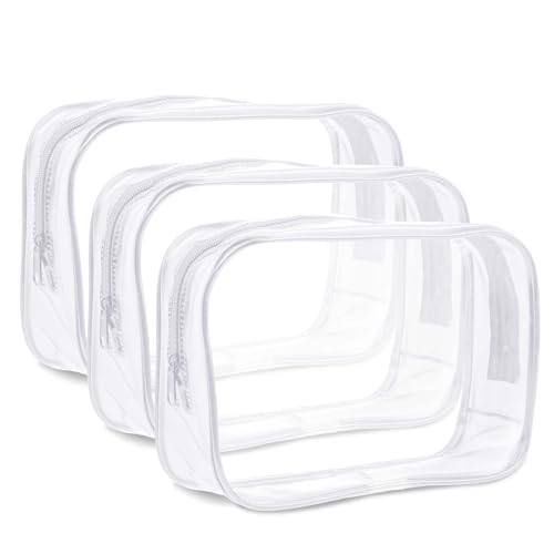 3 Stück Kosmetiktasche Transparent, Kulturbeutel Transparent, PVC Wasserdicht Kosmetiktasche, 20 x 13.5 x 6cm Reise Make-up Tasche, Wasserdicht, Leicht, Kleine Make up Tasche für Damen, Herren von Hariendny