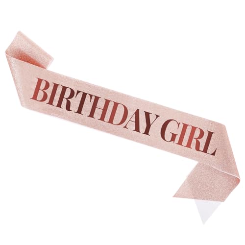 Hariendny Geburtstag Schärpe Roségold Birthday Girl Sash Geburtstagsschärpe Damen Geburtstagszubehör Geburtstagskönigin Schärpe Geburtstag Mädchen von Hariendny