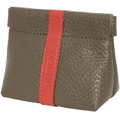 Harigiò ® Geldbörse für Damen, echtes Leder, Grün und Rot, Geldbörse für Münzen und Banknoten, Tasche mit farbigen Nähten und gefärbten Kanten, hergestellt in Italien, komplett mit Box, ideal als von Harigiò