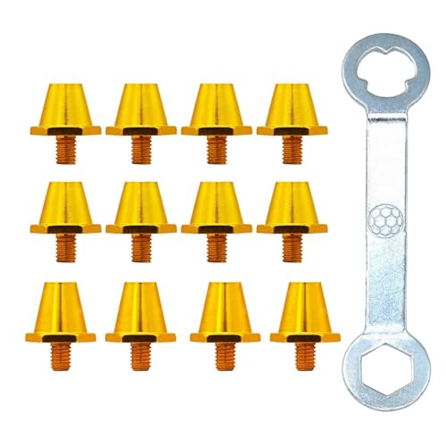 Harilla 12 Stück Fußball-Schuh-Spikes, Fußball-Schuh-Stollen, professionelles Rasen-M5-Gewinde-Schrauben-Track-Zubehör für Indoor-Outdoor-Sportarten, 11mm 13mm, Gold mit Schraubenschlüssel Harilla 12 Stück Fußball-Schuh-Spikes, Fußball-Schuh-Stollen, professionelles Rasen-M5-Gewinde-Schrauben-Track-Zubehör für Indoor-Outdoor-Sportarten, 11mm 13mm, Gold mit Schraubenschlüssel von Harilla