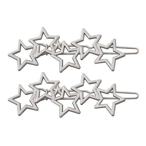 Harilla 2 Stück Damen Star Haarspangen, Haarschmuck Silber Haarspangen Haarnadel Kopfschmuck Dekorative, Aushöhlen Stern Haarspange, Stern Haarspangen, Hair Clip für Hochzeit Party Mädchen Geschenk von Harilla