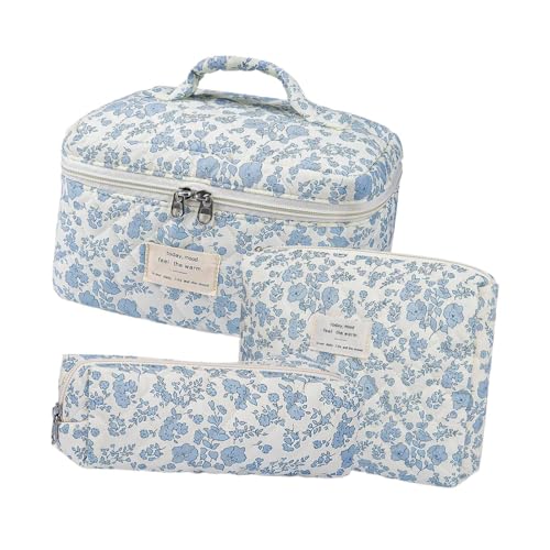 Harilla 3er Set Make Up Taschen mit Blumenmuster, Kosmetiktaschen für Frauen und Mädchen von Harilla