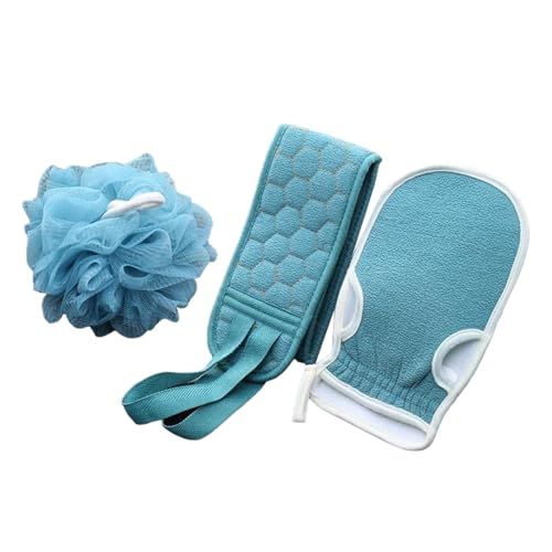 Harilla 3x Körperwäscher Peeling-Handtücher Set SPA Werkzeug Bad Zubehör Reinigung Handschuhe Dusche Körper Peeling Handtücher für Bad Hotel, Blau von Harilla