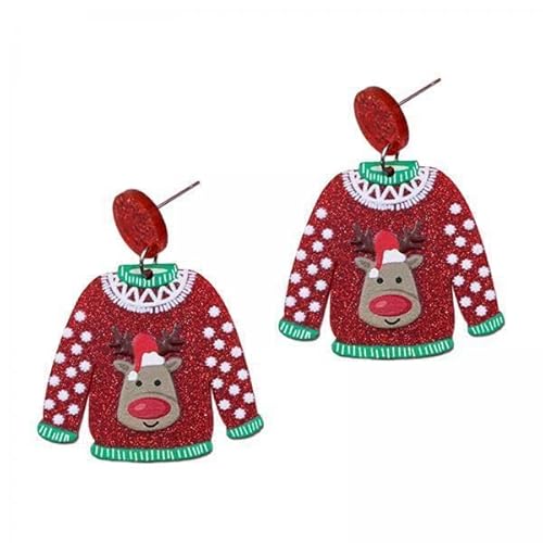 Harilla 3x Pullover Weihnachtsohrringe Weihnachten Baumelnde Ohrringe für Frauen Baumelnde Ohrringe Schmuck Charm Ohrstecker für Party, Weihnachten von Harilla