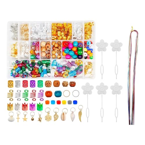 Harilla 415pcs Dreadlocks Perlen Haarringe Manschetten Eisen Mode Flechten Haarklammern schmutzige Geflecht Haarschnallen, für Frauen, Mädchen, Bräute von Harilla