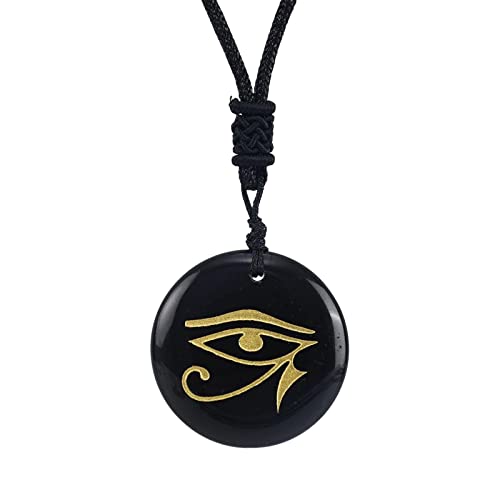 Harilla Auge des Halskette, ägyptischer Schmuck, runder exquisiter Auge des -Anhänger, Auge des RA Halskette für Teen Boy Girl, Schwarz von Harilla