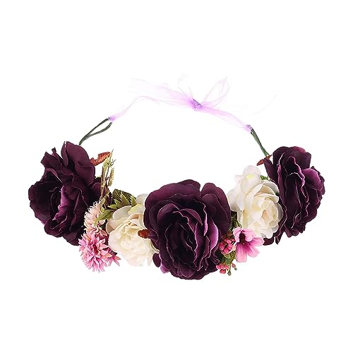 Harilla Blumenkrone, Blumen-Damen-Mädchen-Stirnband, Blumen-Kopfschmuck, Braut-Halo-Foto-Requisite, Violett von Harilla