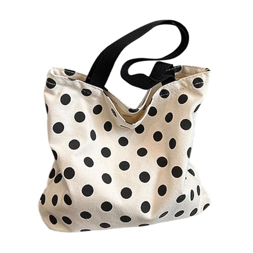 Harilla Canvas-Tragetasche für Damen, tragbare, lässige Umhängetasche für Urlaub, Dating, Party, Schwarze Tupfen von Harilla