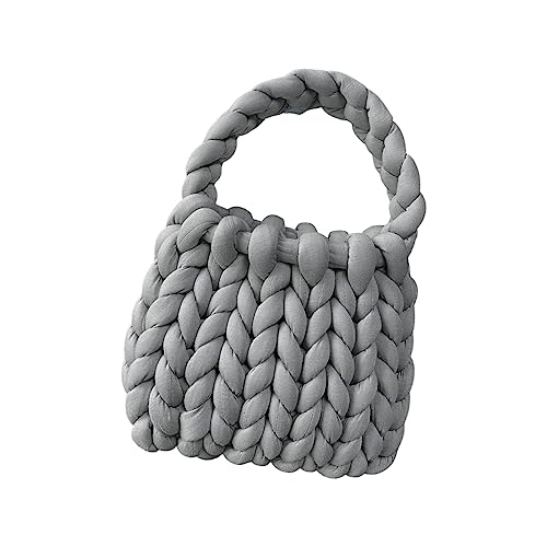 Harilla Damen-Häkeltasche, Unterarmtasche, Handtasche, Einkaufstasche, Clutch, Geldbörse, Stricktasche, elegante Strick-Geldbörse für Frühling, Outdoor, GRAU von Harilla