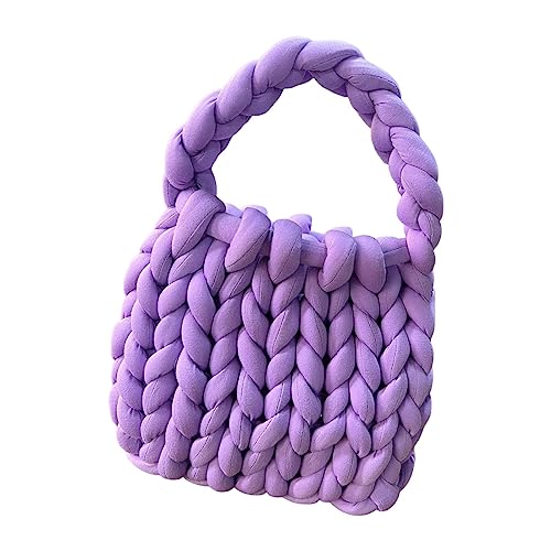 Harilla Damen-Häkeltasche, Unterarmtasche, Handtasche, Einkaufstasche, Clutch, Geldbörse, Stricktasche, elegante Strick-Geldbörse für Frühling, Outdoor, Violett von Harilla