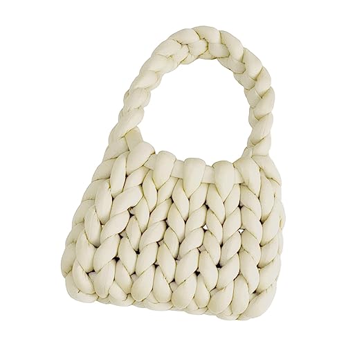 Harilla Damen-Häkeltasche, Unterarmtasche, Handtasche, Einkaufstasche, Clutch, Geldbörse, Stricktasche, elegante Strick-Geldbörse für Frühling, Outdoor, Weiß von Harilla