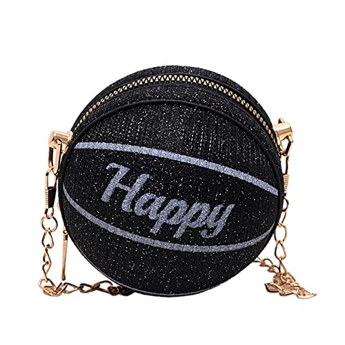 Harilla Damen Mädchen Basketball geformte Tasche mit Abnehmbarer Kette Neuheit Mini Crossbody Taschen Satchel Ball Shaped Bag Geldbörse für Casual Vacation, Schwarz von Harilla