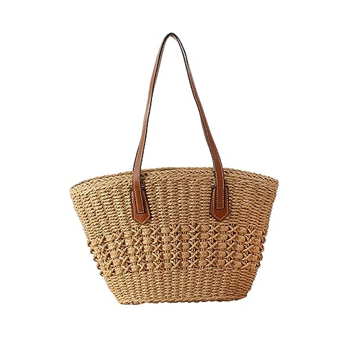 Harilla Damen-Umhängetasche, Reisetasche, Reise-Geldbörse, leicht, modisch, tragbar, Einkaufstasche, Boho-gewebte Handtasche, weibliche Strandtasche für, Kamelfarbe von Harilla