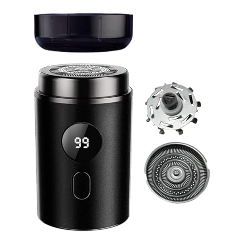 Harilla Elektrischer Mini - abnehmbarer Taschengröße schnurloser tragbarer Gesichtshaarrasierer für Business -Rasierwagen Trimmen, 2 Rasierköpfe von Harilla