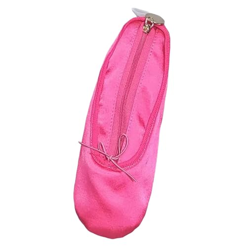 Harilla Federmäppchen in Ballettschuhform mit Reißverschluss, 20 x 7 cm, weiches Tuch für Mädchen, Mehrzweck-Reise-Make-up-Tasche, Rose Rot von Harilla