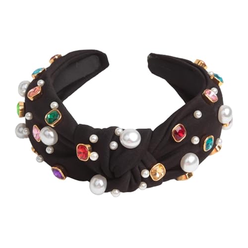 Harilla Geknotetes Stirnband, dekoratives, elegantes Top-Knoten-Stirnband für Frauen für die Schwester, Schwarz von Harilla