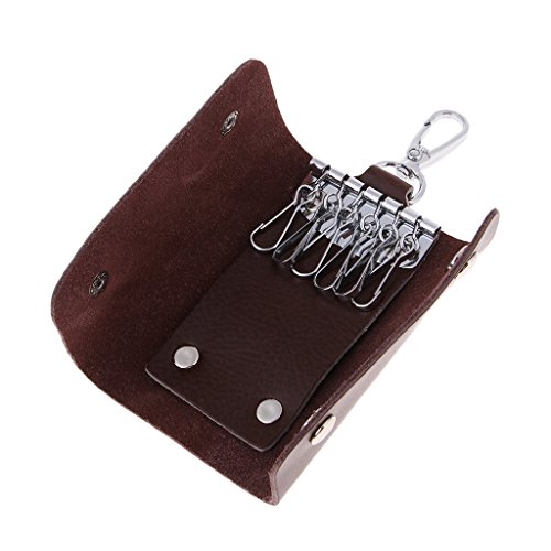 Harilla Hauptpunkt, Keyetui Tasche mit 6 Haken Hauptpunkt, Keyhalter Organizer für Auto Tragbare Hauptpunkt, Key, braun, 10 × 6 × 2 cm von Harilla