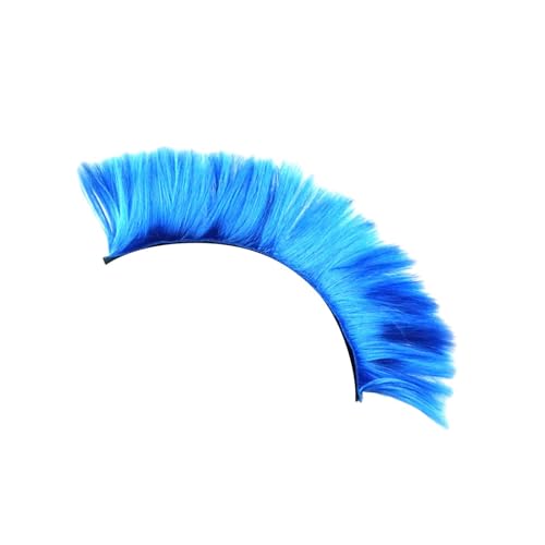 Harilla Helm Perücken Motorrad Haarteil Cosplay Party Haarknoten Extensions Helm Haar Patches Skinhead Perücke Haar für Männer Frauen, Blau von Harilla