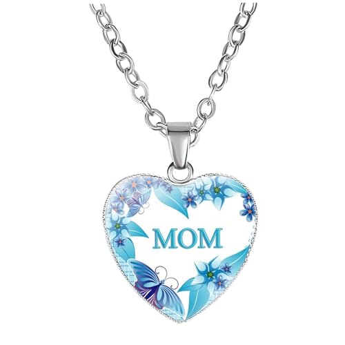 Harilla Herz-Anhänger-Halskette, Muttertagsgeschenke, elegante Herz-Charm-Halskette, Damen-Halskette für Mutter und Ehefrau, Blau von Harilla