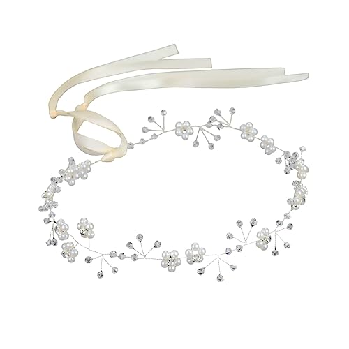 Harilla Hochzeits-Stirnband, Braut-Kopfschmuck für Mädchen und Frauen, Kopfschmuck, elegantes Haarband, Kopfbedeckung, Braut, Hochzeit, Abschlussball, mit Band von Harilla